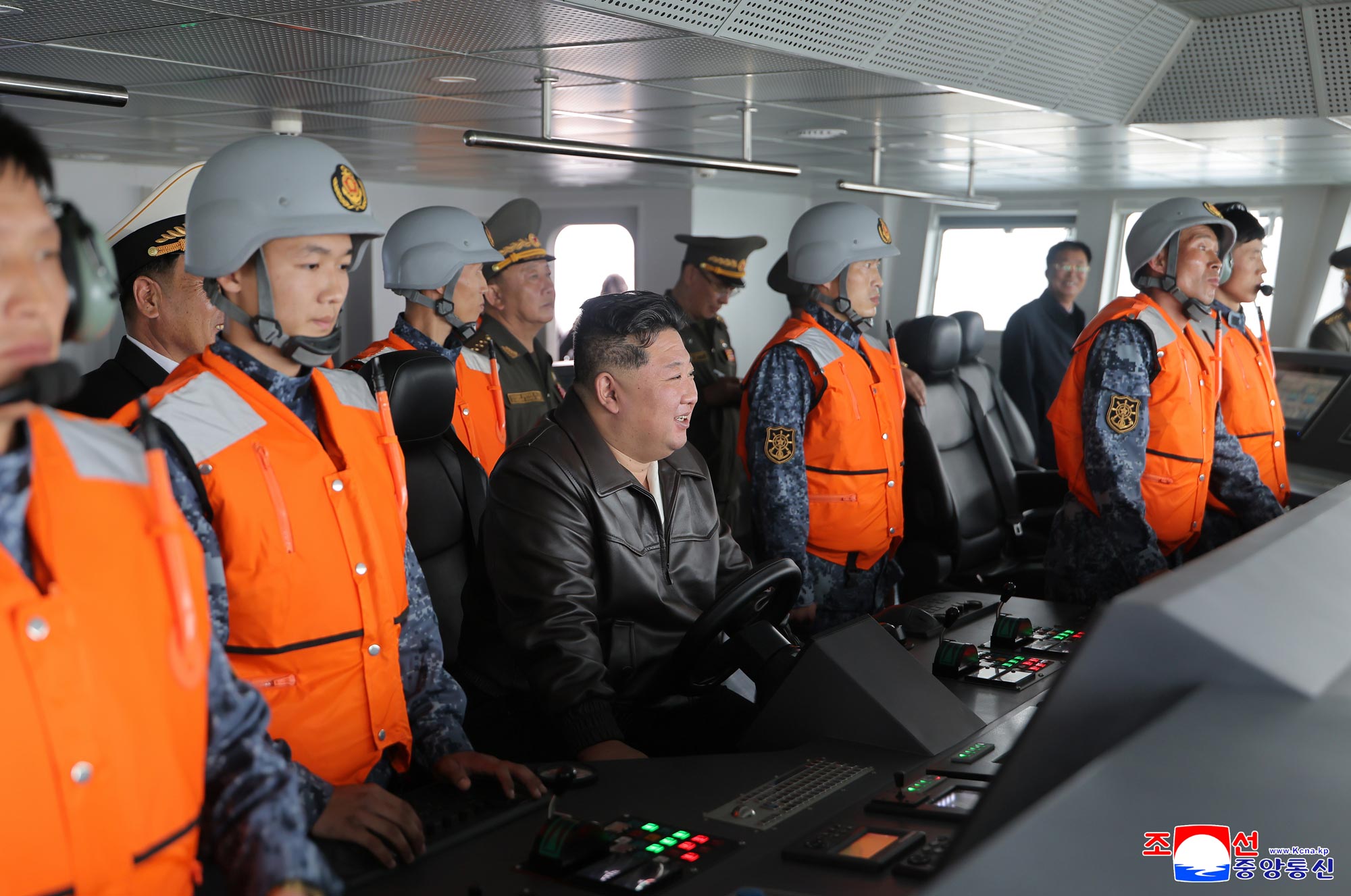 Respected Comrade Kim Jong Un Visits Destroyer Choe Hyon and Observes Test of Assessing Its Maneuverability 2 008